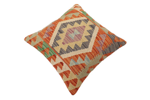 handmade Traditional Pillow Rust Blue Hand-Woven SQUARE 100% WOOL Hand woven turkish pillow2 x 2