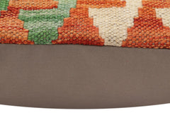 handmade Traditional Pillow Rust Blue Hand-Woven SQUARE 100% WOOL Hand woven turkish pillow2' x 2'