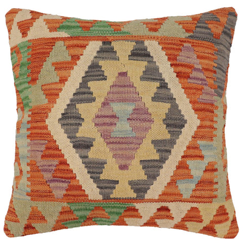 handmade Traditional Pillow Rust Blue Hand-Woven SQUARE 100% WOOL Hand woven turkish pillow2 x 2
