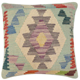 handmade Traditional Pillow Blue Rust Hand-Woven SQUARE 100% WOOL  Hand woven turkish pillow  2 x 2