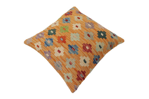 handmade Traditional Pillow Orange Red Hand-Woven SQUARE 100% WOOL Hand woven turkish pillow2 x 2