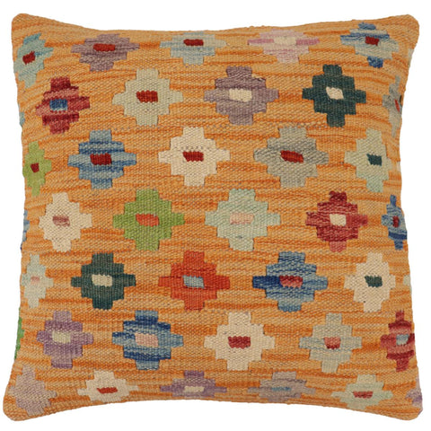 handmade Traditional Pillow Orange Red Hand-Woven SQUARE 100% WOOL Hand woven turkish pillow2 x 2