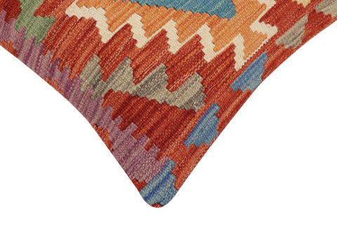 handmade Traditional Pillow Rust Blue Hand-Woven SQUARE 100% WOOL Hand woven turkish pillow2 x 2