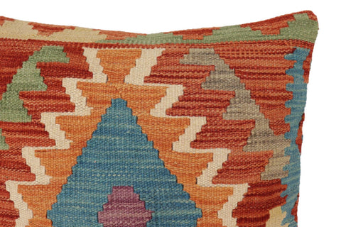 handmade Traditional Pillow Rust Blue Hand-Woven SQUARE 100% WOOL Hand woven turkish pillow2 x 2