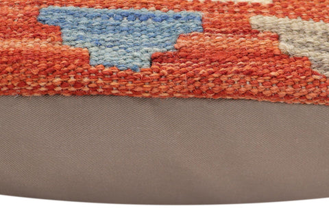 handmade Traditional Pillow Rust Blue Hand-Woven SQUARE 100% WOOL Hand woven turkish pillow2 x 2
