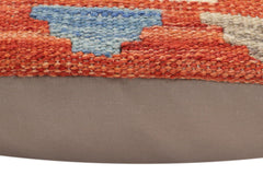 handmade Traditional Pillow Rust Blue Hand-Woven SQUARE 100% WOOL Hand woven turkish pillow2' x 2'