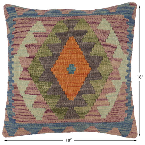 handmade Traditional Pillow Blue Gray Hand-Woven SQUARE 100% WOOL Hand woven turkish pillow2 x 2