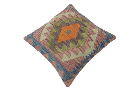 handmade Traditional Pillow Blue Gray Hand-Woven SQUARE 100% WOOL Hand woven turkish pillow2 x 2