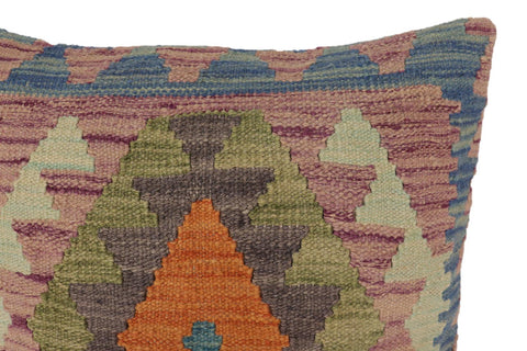 handmade Traditional Pillow Blue Gray Hand-Woven SQUARE 100% WOOL Hand woven turkish pillow2 x 2