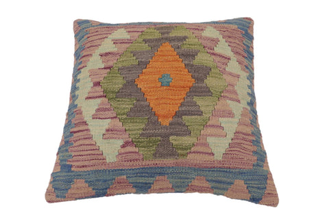 handmade Traditional Pillow Blue Gray Hand-Woven SQUARE 100% WOOL Hand woven turkish pillow2 x 2