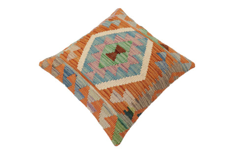 handmade Traditional Pillow Rust Blue Hand-Woven SQUARE 100% WOOL Hand woven turkish pillow2 x 2