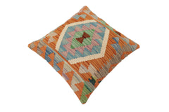handmade Traditional Pillow Rust Blue Hand-Woven SQUARE 100% WOOL Hand woven turkish pillow2' x 2'