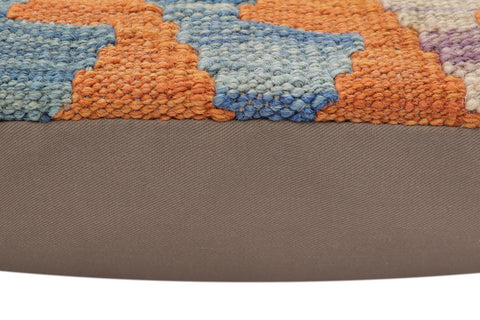 handmade Traditional Pillow Rust Blue Hand-Woven SQUARE 100% WOOL Hand woven turkish pillow2 x 2