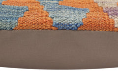handmade Traditional Pillow Rust Blue Hand-Woven SQUARE 100% WOOL Hand woven turkish pillow2' x 2'