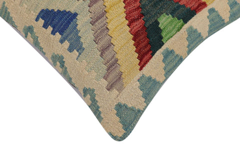 handmade Traditional Pillow Blue Beige Hand-Woven SQUARE 100% WOOL Hand woven turkish pillow2 x 2