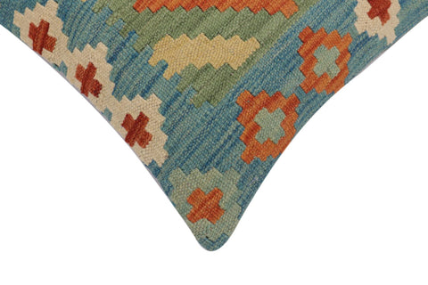 handmade Traditional Pillow Blue Rust Hand-Woven SQUARE 100% WOOL Hand woven turkish pillow2 x 2