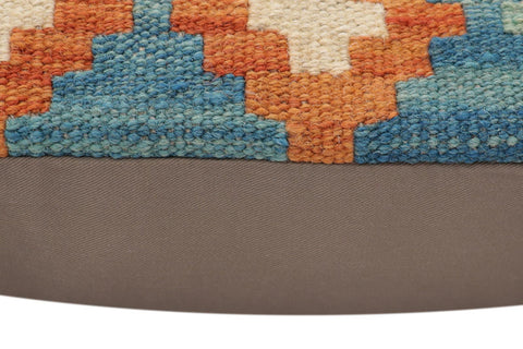 handmade Traditional Pillow Blue Rust Hand-Woven SQUARE 100% WOOL Hand woven turkish pillow2 x 2