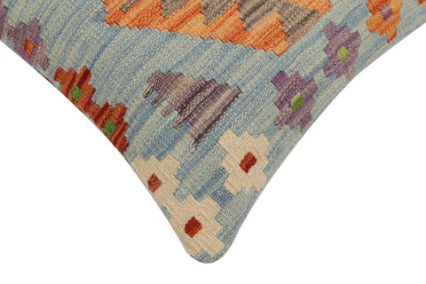 handmade Traditional Pillow Blue Rust Hand-Woven SQUARE 100% WOOL Hand woven turkish pillow2 x 2