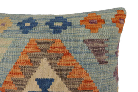 handmade Traditional Pillow Blue Rust Hand-Woven SQUARE 100% WOOL Hand woven turkish pillow2 x 2