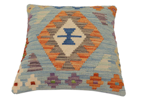 handmade Traditional Pillow Blue Rust Hand-Woven SQUARE 100% WOOL Hand woven turkish pillow2 x 2