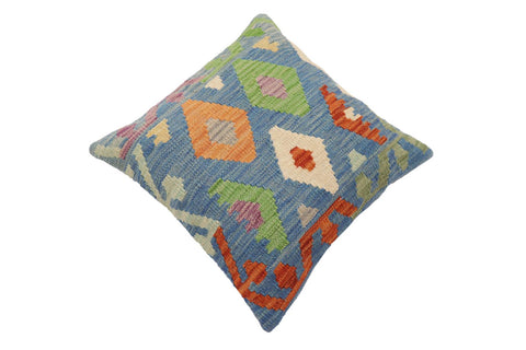 handmade Traditional Pillow Blue Rust Hand-Woven SQUARE 100% WOOL Hand woven turkish pillow2 x 2