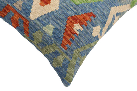 handmade Traditional Pillow Blue Rust Hand-Woven SQUARE 100% WOOL Hand woven turkish pillow2 x 2