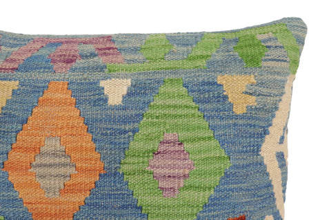 handmade Traditional Pillow Blue Rust Hand-Woven SQUARE 100% WOOL Hand woven turkish pillow2 x 2