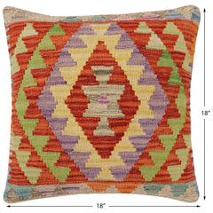 handmade Traditional Pillow Rust Blue Hand-Woven SQUARE 100% WOOL Hand woven turkish pillow2' x 2'