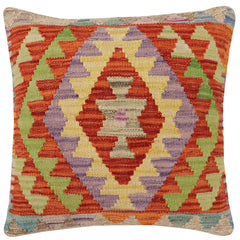 handmade Traditional Pillow Rust Blue Hand-Woven SQUARE 100% WOOL Hand woven turkish pillow2' x 2'