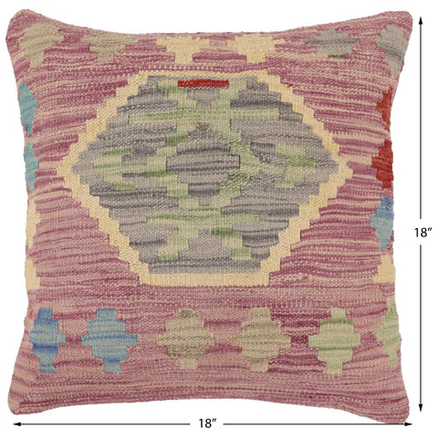 handmade Traditional Pillow Purple Gray Hand-Woven SQUARE 100% WOOL Hand woven turkish pillow2 x 2