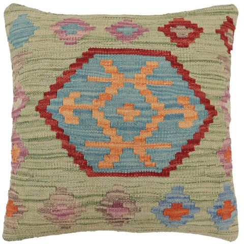 handmade Traditional Pillow Green Red Hand-Woven SQUARE 100% WOOL Hand woven turkish pillow2 x 2