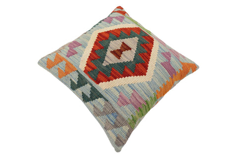 handmade Traditional Pillow Blue Rust Hand-Woven SQUARE 100% WOOL Hand woven turkish pillow2 x 2