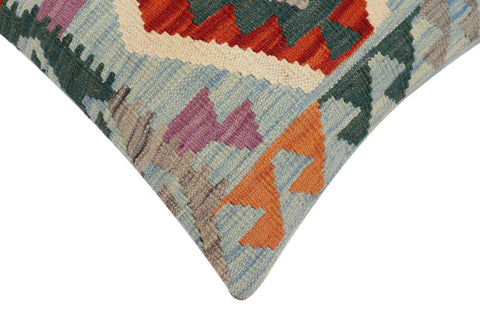 handmade Traditional Pillow Blue Rust Hand-Woven SQUARE 100% WOOL Hand woven turkish pillow2 x 2