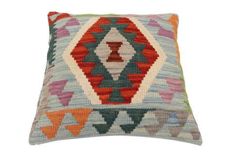 handmade Traditional Pillow Blue Rust Hand-Woven SQUARE 100% WOOL Hand woven turkish pillow2 x 2