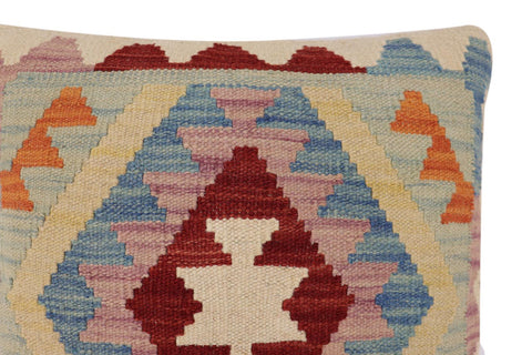 handmade Traditional Pillow Blue Red Hand-Woven SQUARE 100% WOOL Hand woven turkish pillow2 x 2
