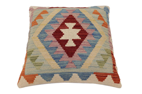 handmade Traditional Pillow Blue Red Hand-Woven SQUARE 100% WOOL Hand woven turkish pillow2 x 2
