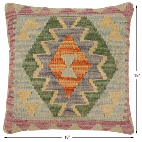 handmade Traditional Pillow Blue Rust Hand-Woven SQUARE 100% WOOL Hand woven turkish pillow2 x 2