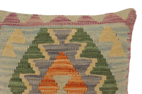 handmade Traditional Pillow Blue Rust Hand-Woven SQUARE 100% WOOL Hand woven turkish pillow2 x 2