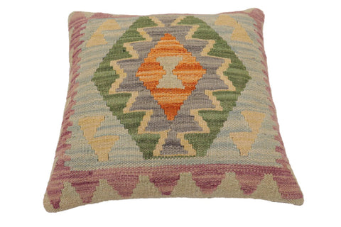 handmade Traditional Pillow Blue Rust Hand-Woven SQUARE 100% WOOL Hand woven turkish pillow2 x 2