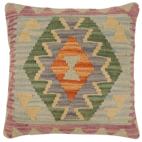 handmade Traditional Pillow Blue Rust Hand-Woven SQUARE 100% WOOL Hand woven turkish pillow2 x 2