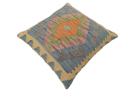 handmade Traditional Pillow Blue Gray Hand-Woven SQUARE 100% WOOL Hand woven turkish pillow2 x 2