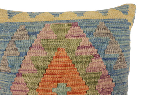 handmade Traditional Pillow Blue Gray Hand-Woven SQUARE 100% WOOL Hand woven turkish pillow2 x 2