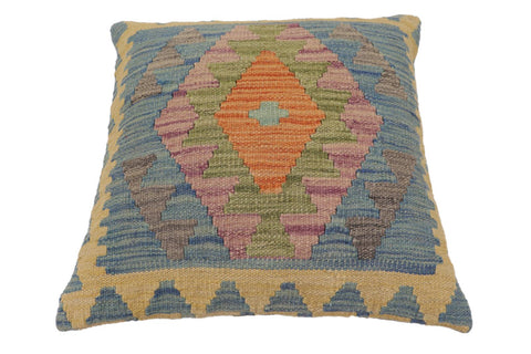 handmade Traditional Pillow Blue Gray Hand-Woven SQUARE 100% WOOL Hand woven turkish pillow2 x 2