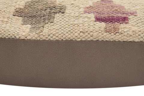 handmade Traditional Pillow Beige Rust Hand-Woven SQUARE 100% WOOL  Hand woven turkish pillow  2 x 2