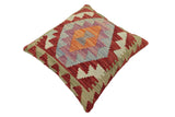 handmade Traditional Pillow Red Blue Hand-Woven SQUARE 100% WOOL  Hand woven turkish pillow  2 x 2