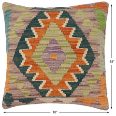 handmade Traditional Pillow Rust Blue Hand-Woven SQUARE 100% WOOL Hand woven turkish pillow2' x 2'