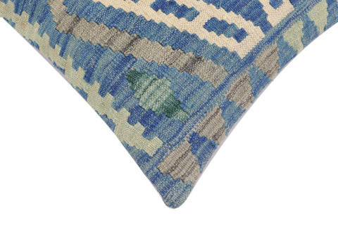 handmade Traditional Pillow Blue Gray Hand-Woven SQUARE 100% WOOL Hand woven turkish pillow2 x 2