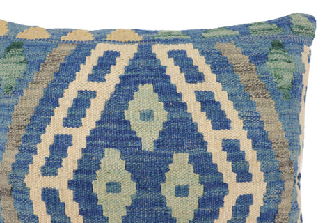 handmade Traditional Pillow Blue Gray Hand-Woven SQUARE 100% WOOL Hand woven turkish pillow2 x 2