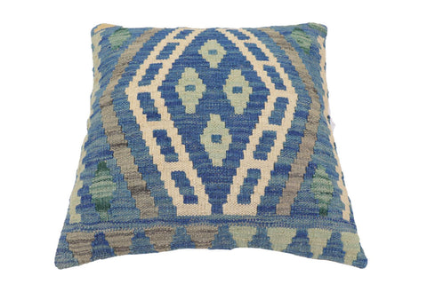 handmade Traditional Pillow Blue Gray Hand-Woven SQUARE 100% WOOL Hand woven turkish pillow2 x 2