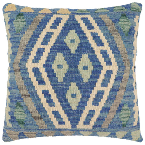 handmade Traditional Pillow Blue Gray Hand-Woven SQUARE 100% WOOL Hand woven turkish pillow2 x 2
